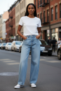 High Waisted Wide Leg Jeans - Modestly Vogue 