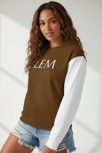 Brown Contrast LEM Sweatshirt - Modestly Vogue 
