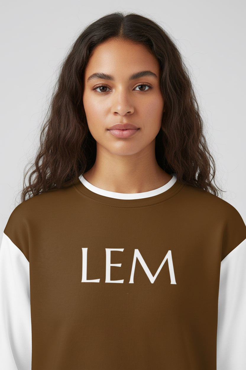 Brown Contrast LEM Sweatshirt - Modestly Vogue 