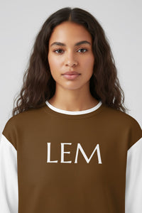 Brown Contrast LEM Sweatshirt - Modestly Vogue 