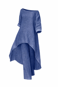 Casual Solid Color Pant Co-ord Set with Long Sleeve Top and Wide Leg Cotton and Linen Pants, 2 Pieces Set for Autumn - Modestly Vogue 