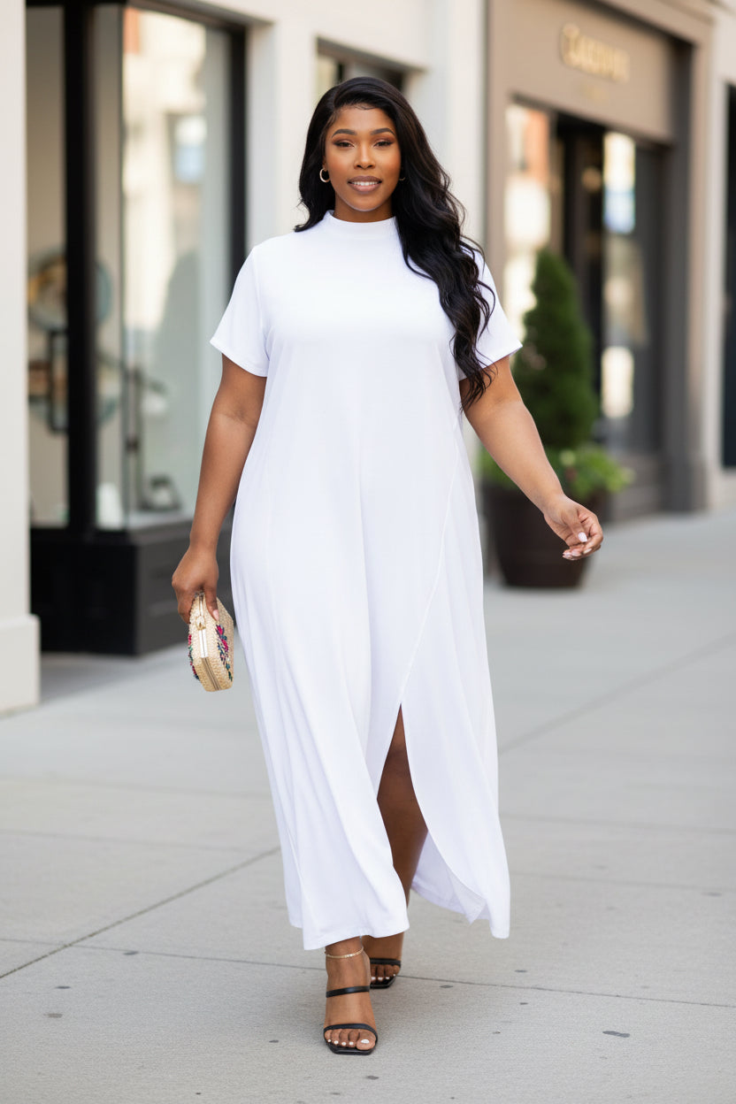 The White Everyday Flow Dress - Modestly Vogue 
