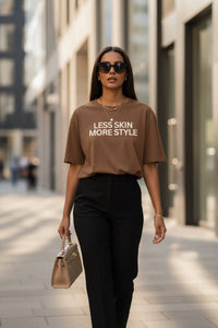 Modest Mindset™ Cognac Brown Statement Tee - Modestly Vogue 