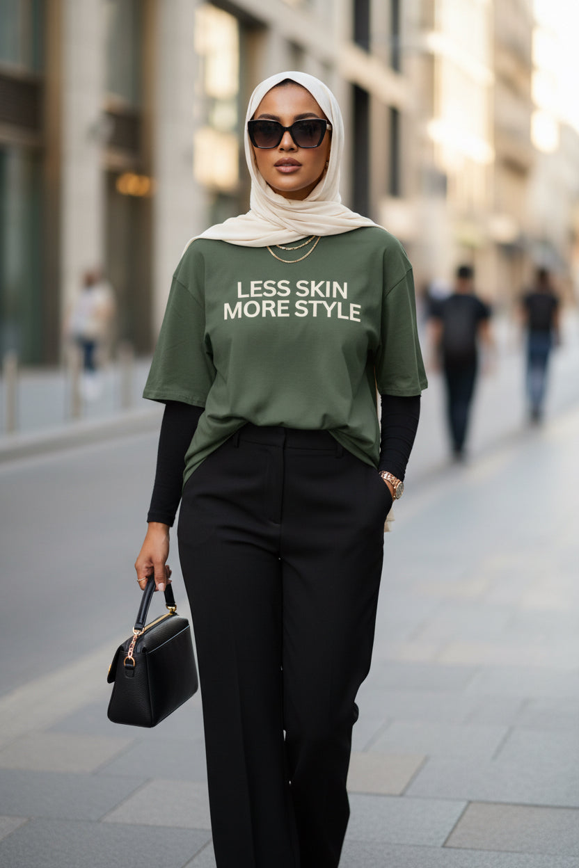 Modest Mindset™ Olive Statement Tee - Modestly Vogue 