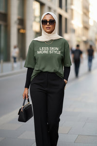 Modest Mindset™ Olive Statement Tee - Modestly Vogue 