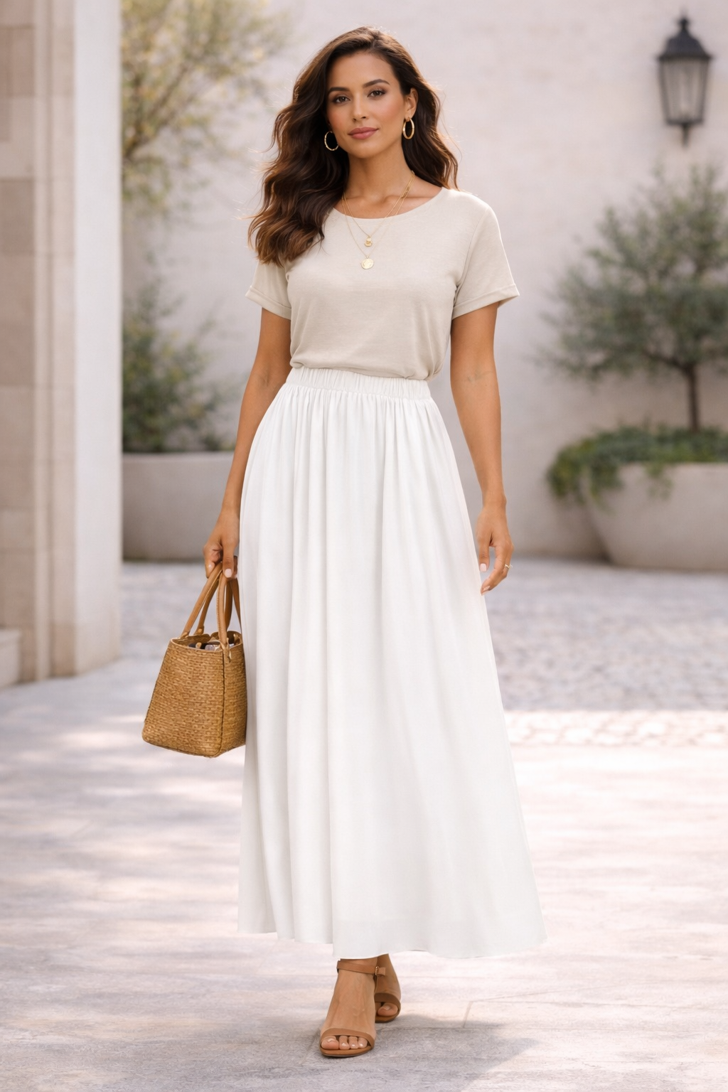 Elastic Waist Skirt - Modestly Vogue 