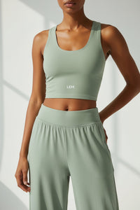 LEM Sage Cotton crop top Tee - Modestly Vogue 