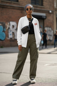 Whisper Grey Unapologetic Hijabi™ Bomber Jacket - Modestly Vogue 