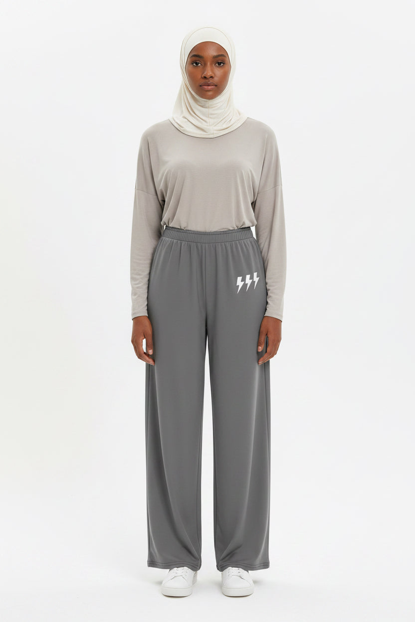 Grey Quiet Energy™  wide-leg pants - Modestly Vogue 