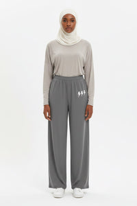 Grey Quiet Energy™  wide-leg pants - Modestly Vogue 