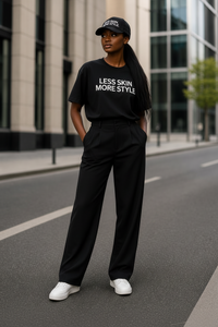 Less Skin More Style Tee- Soft Black - Modestly Vogue 