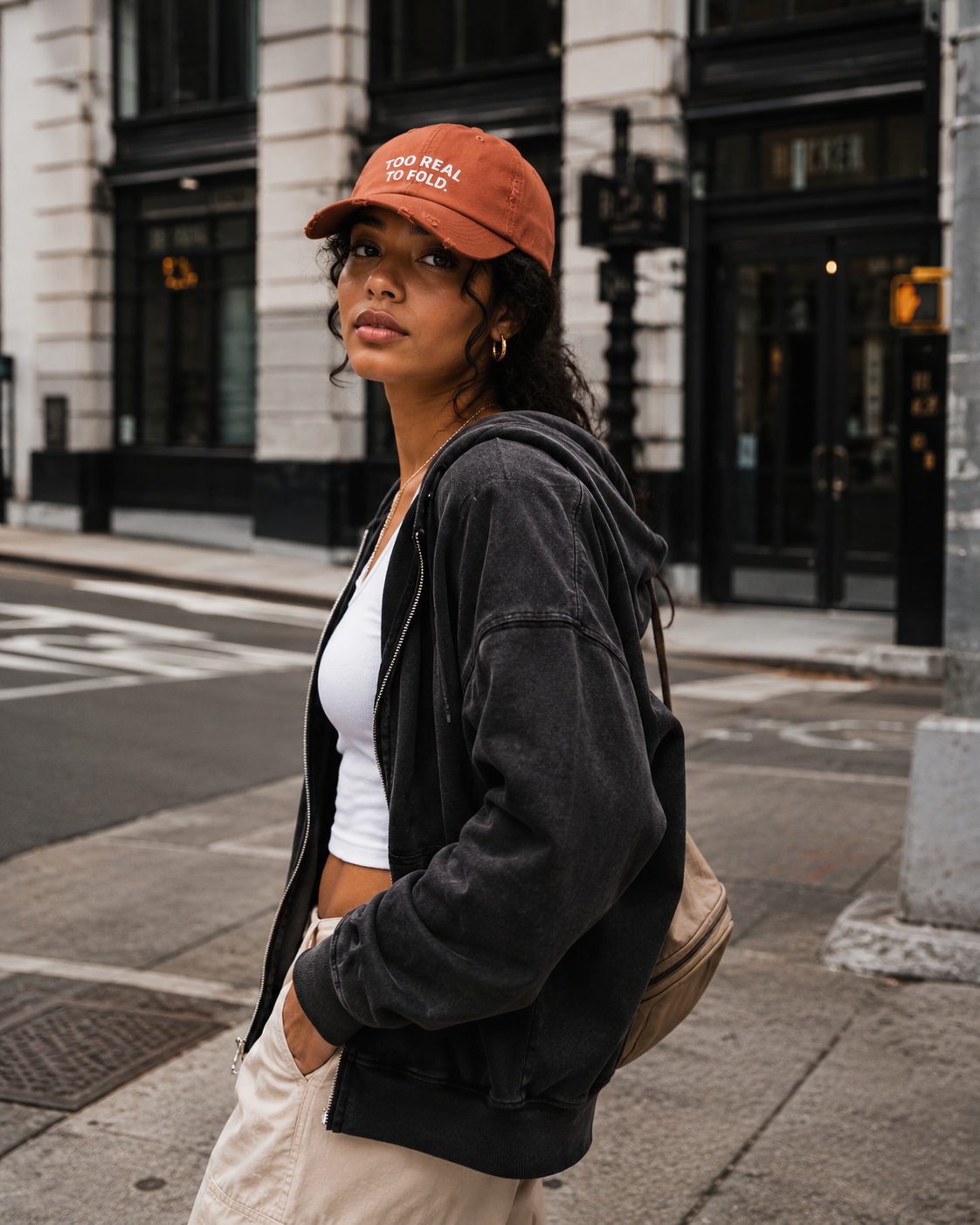 Modest Mindset Distressed Cap - "Too Real to Fold" Statement Baseball Hat