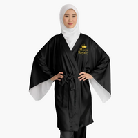 Hijabi Royalty™ Noir Edition Kimono Robe – Luxury Spa Long Sleeve Robe with Crown Logo