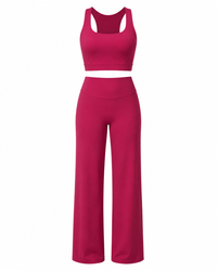 Bordeaux Studio Sculpt Cross Strap Bra & Yoga Pants Set