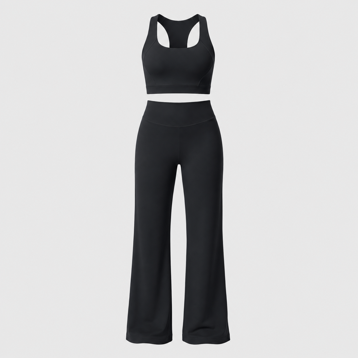 Black Studio Sculpt Cross Strap Bra & Yoga Pants Set
