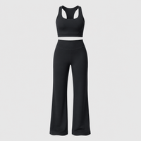 Black Studio Sculpt Cross Strap Bra & Yoga Pants Set