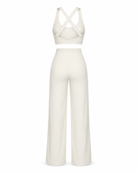 Ivory Studio Sculpt Cross Strap Bra & Yoga Pants Set