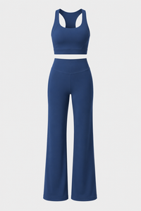 Blue Studio Sculpt Cross Strap Bra & Yoga Pants Set