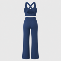 Blue Studio Sculpt Cross Strap Bra & Yoga Pants Set
