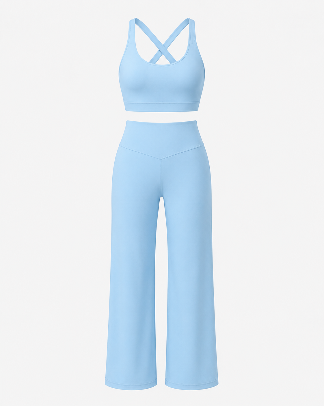 Light Blue Studio Sculpt Cross Strap Bra & Yoga Pants Set