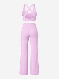 Pink Studio Sculpt Cross Strap Bra & Yoga Pants Set