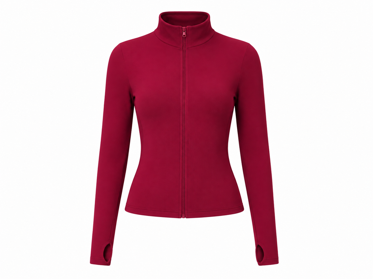 Bordeaux Studio Sculpt Stand Collar Knitted Zipper Yoga Jacket – Long Sleeve