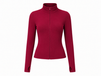 Bordeaux Studio Sculpt Stand Collar Knitted Zipper Yoga Jacket – Long Sleeve