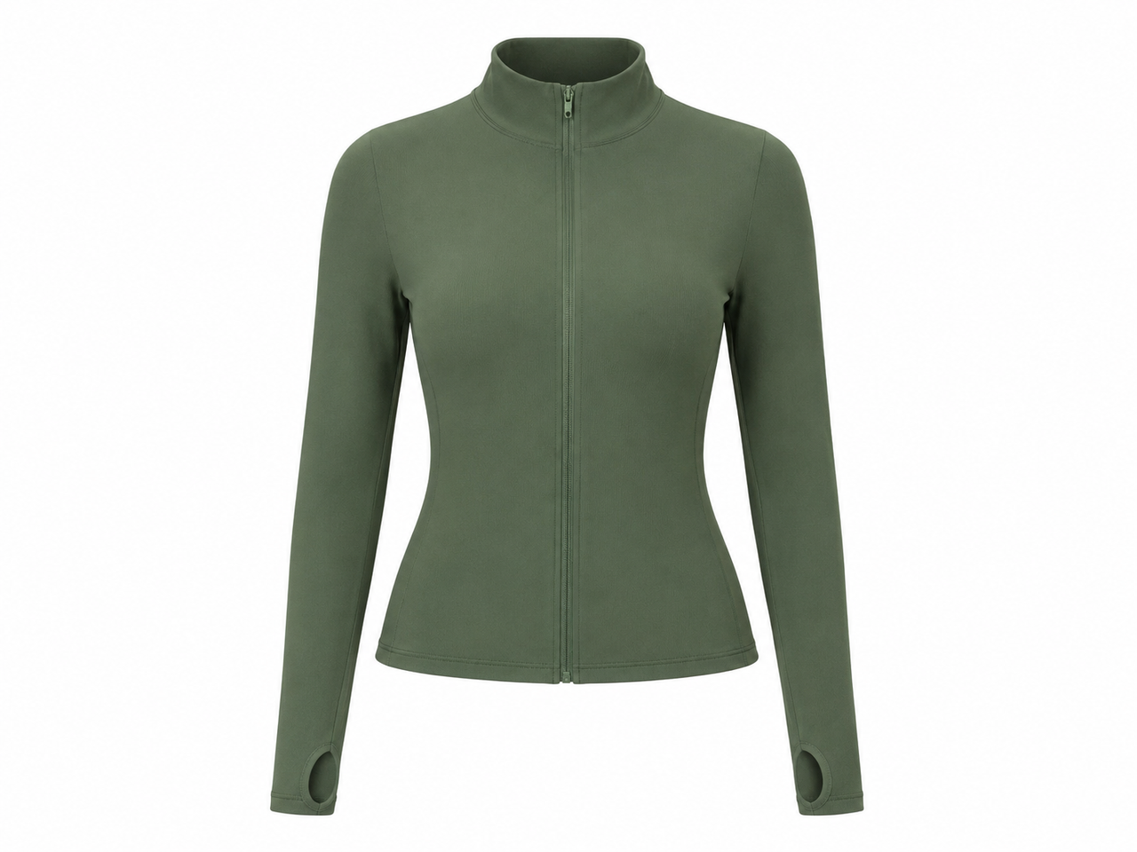 Olive Studio Sculpt Stand Collar Knitted Zipper Yoga Jacket – Long Sleeve