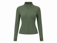 Olive Studio Sculpt Stand Collar Knitted Zipper Yoga Jacket – Long Sleeve