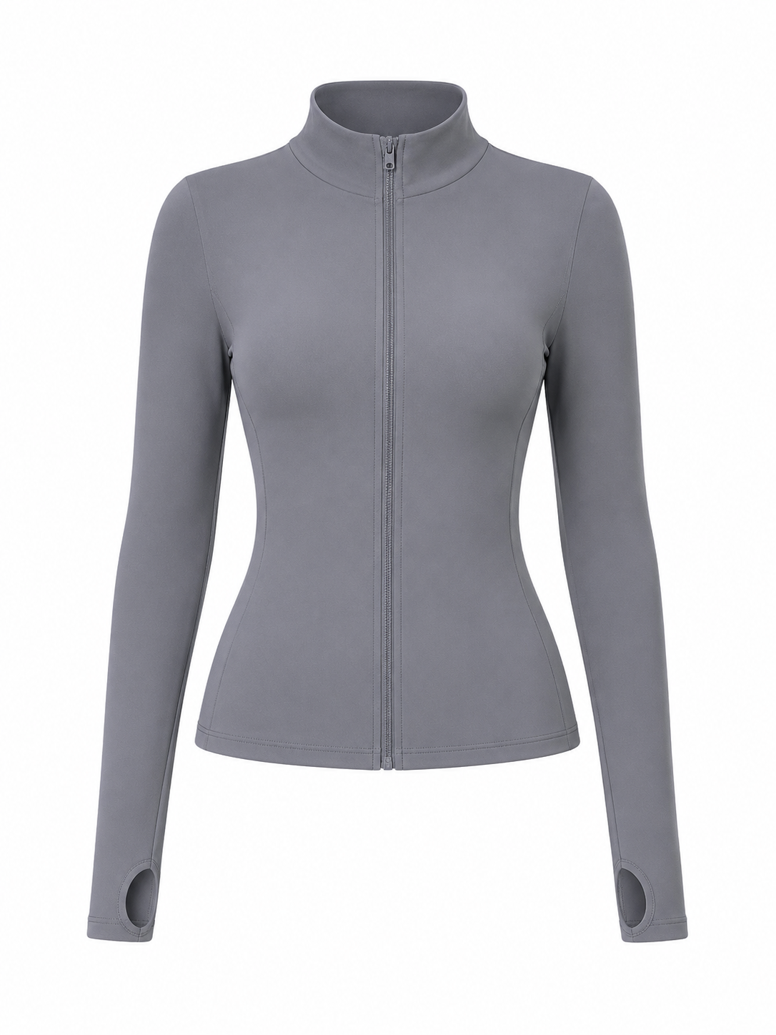 Grey Studio Sculpt Stand Collar Knitted Zipper Yoga Jacket – Long Sleeve