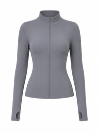 Grey Studio Sculpt Stand Collar Knitted Zipper Yoga Jacket – Long Sleeve