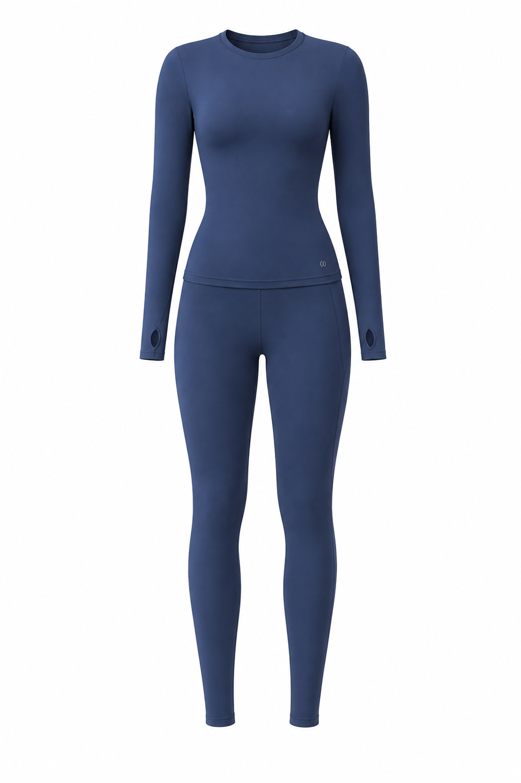 Blue Studio Sculpt Solid Color Long Sleeve Pocket Yoga Set