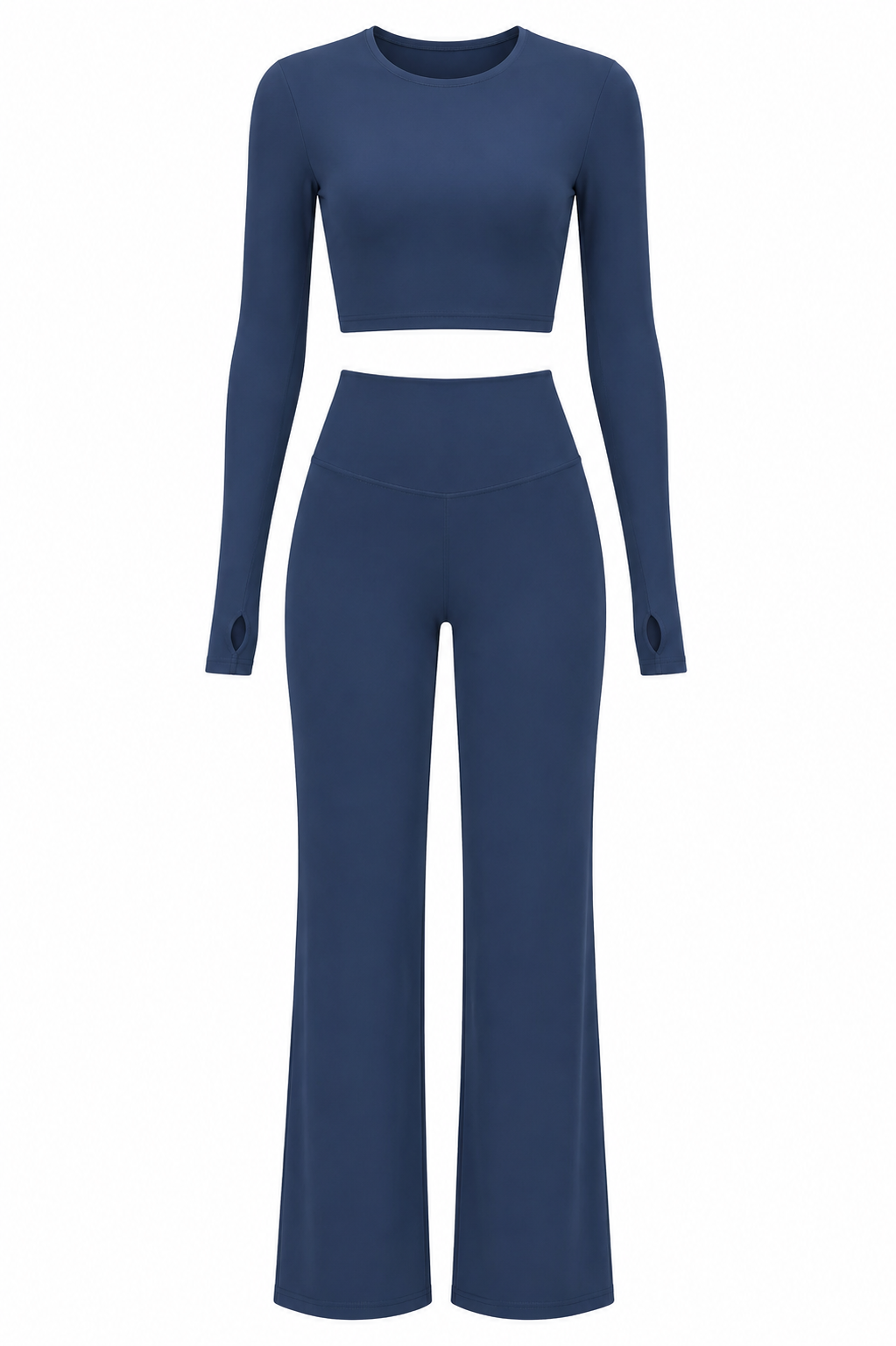 Blue Studio Sculpt Women’s Workout Set – Breathable Long Sleeve & Pants