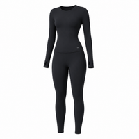 Black Studio Sculpt Solid Color Long Sleeve Pocket Yoga Set