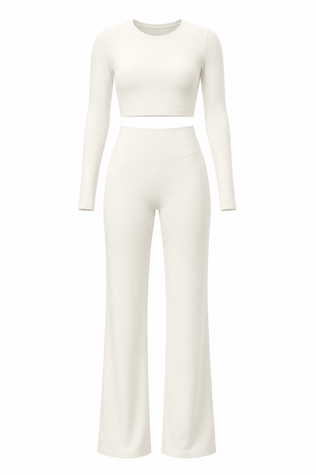 Ivory Studio Sculpt Women’s Workout Set – Breathable Long Sleeve & Pants