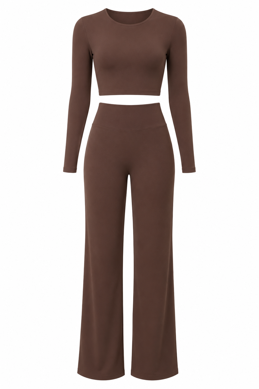 Chestnut Studio Sculpt Women’s Workout Set – Breathable Long Sleeve & Pants