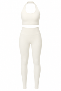 Ivory Halter Beauty Back Exercise Bra Gathering Vest Running Body Shaping Exercise Workout Pants Yoga Two Piece Sets
