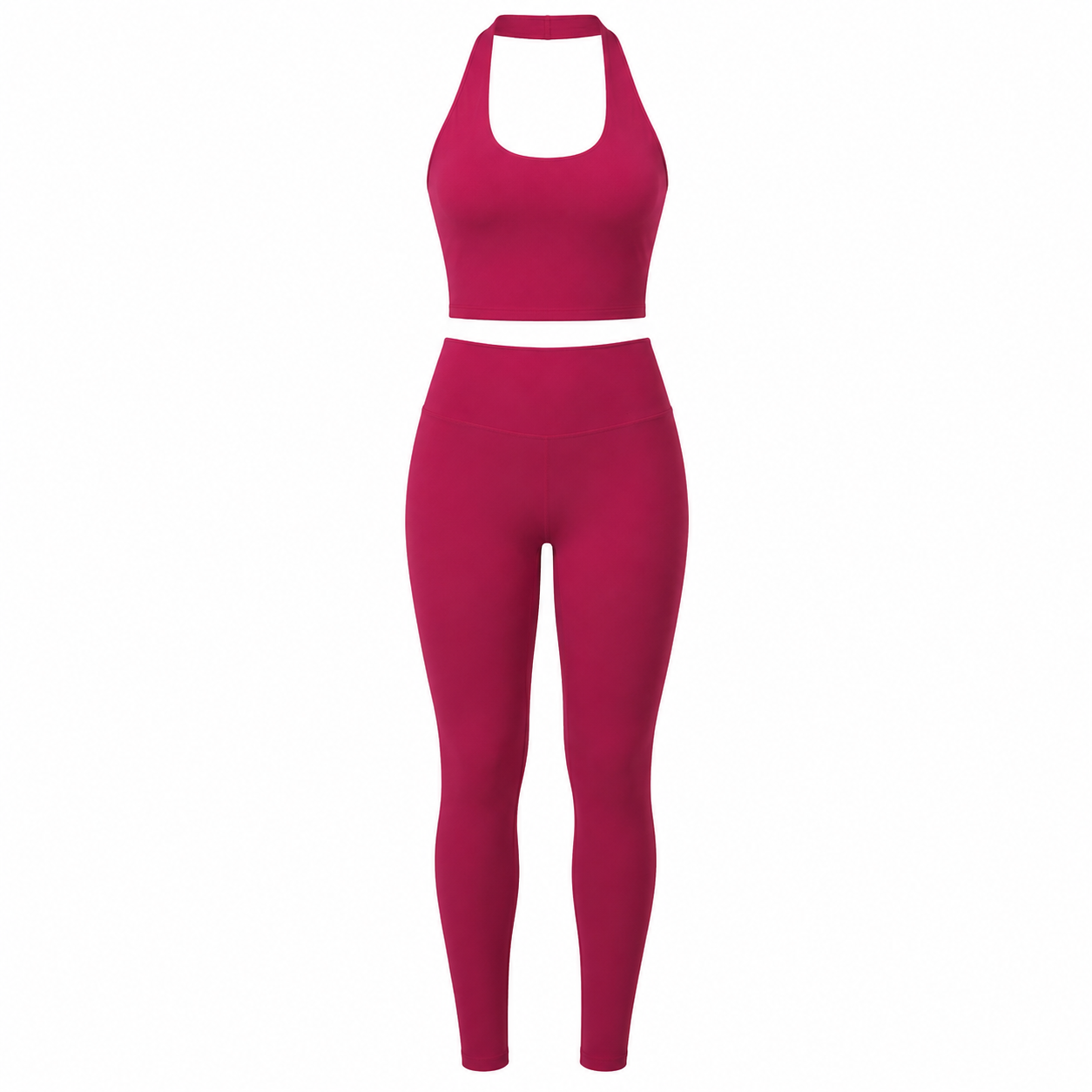 Burgundy Halter Beauty Back Exercise Bra Gathering Vest Running Body Shaping Exercise Workout Pants Yoga Two Piece Sets