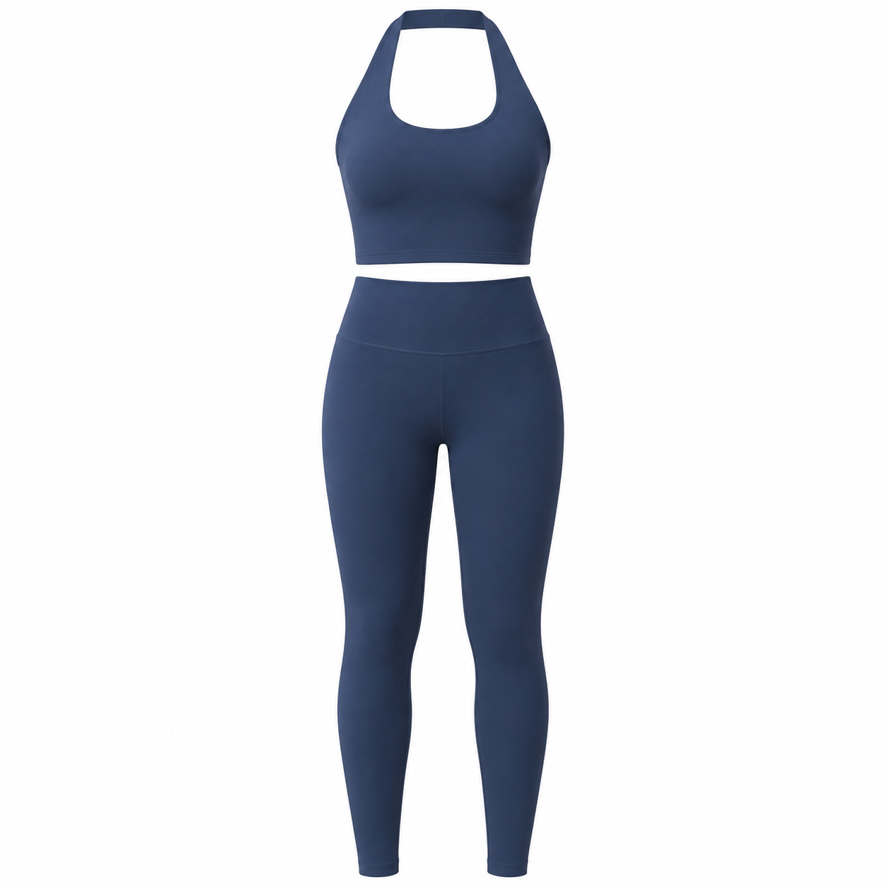 Navy Halter Beauty Back Exercise Bra Gathering Vest Running Body Shaping Exercise Workout Pants Yoga Two Piece Sets