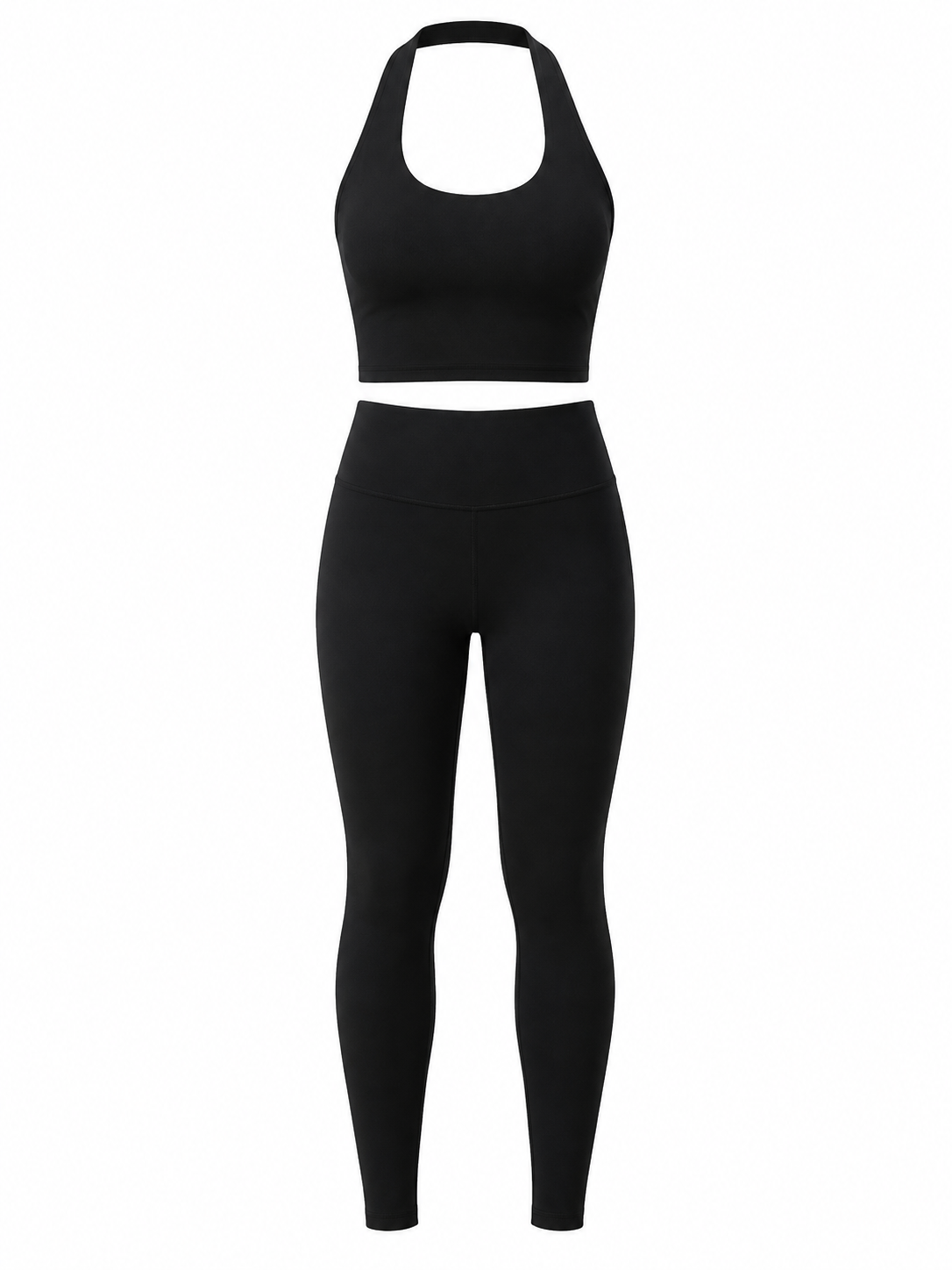 Black Halter Beauty Back Exercise Bra Gathering Vest Running Body Shaping Exercise Workout Pants Yoga Two Piece Sets