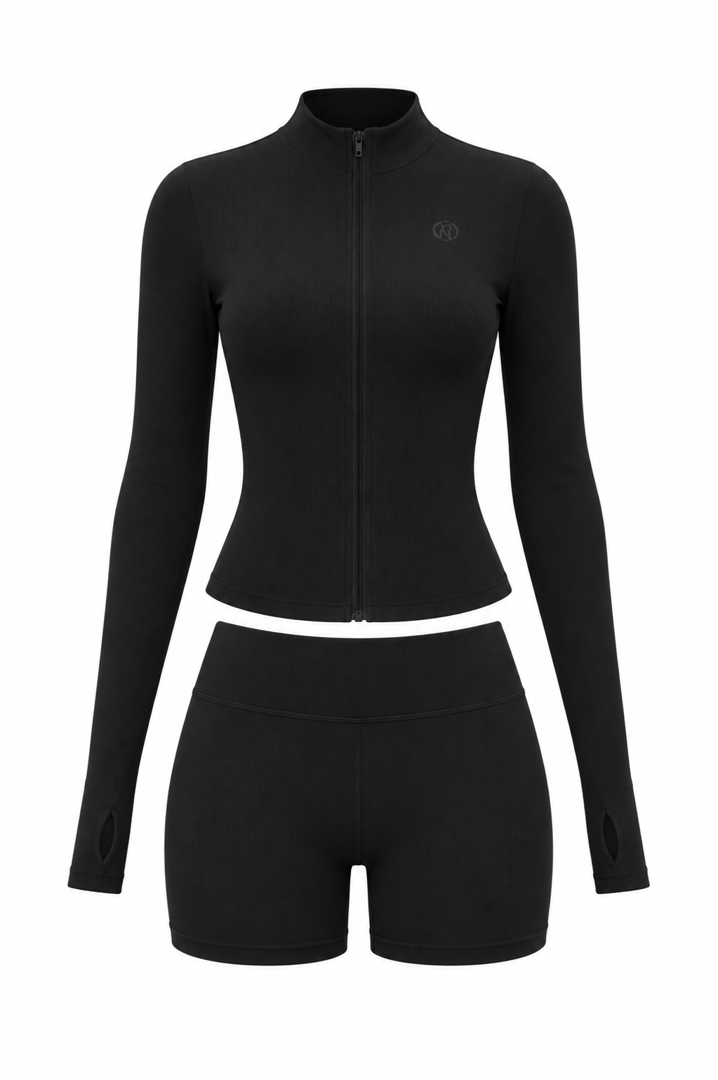 Black Long Sleeve Yoga Quick Drying  Shorts Set