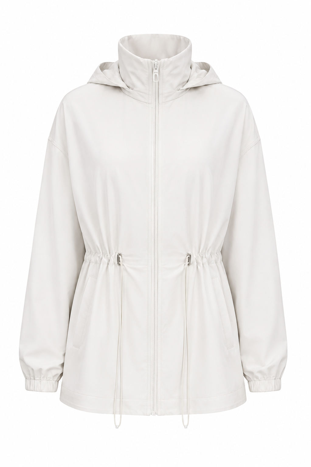 Hooded Stand Collar Sports Jacket Women Drawstring  Jacket