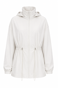 Hooded Stand Collar Sports Jacket Women Drawstring  Jacket