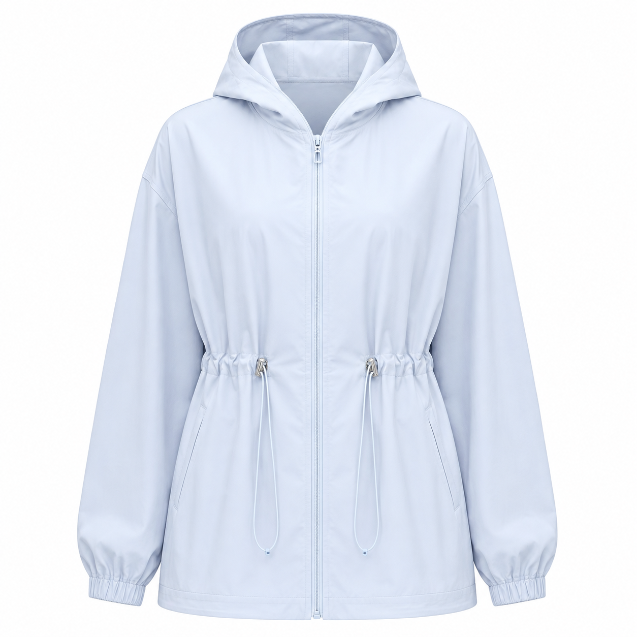 Hooded Stand Collar Sports Jacket Women Drawstring  Jacket