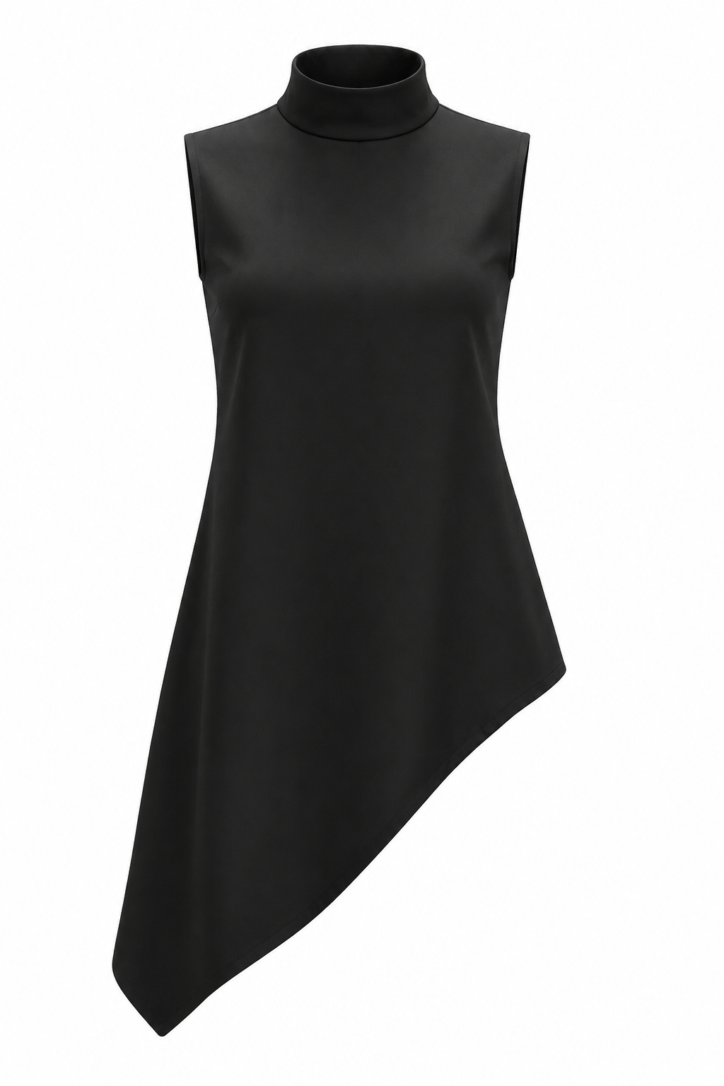 Asymmetrical Hem Turtleneck Blouse
