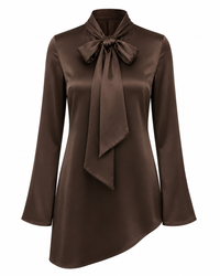 Early Spring Women Clothing Elegant Silk Satin Texture Scarf Top