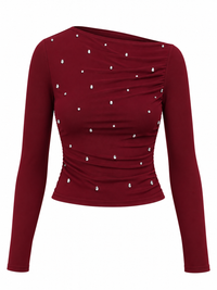 Rhinestone Embellished Long Sleeve T-Shirt