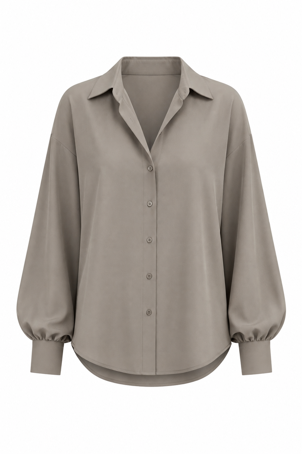 Neutral Button Down Collared Shirt – Women’s Classic Long Sleeve Blouse