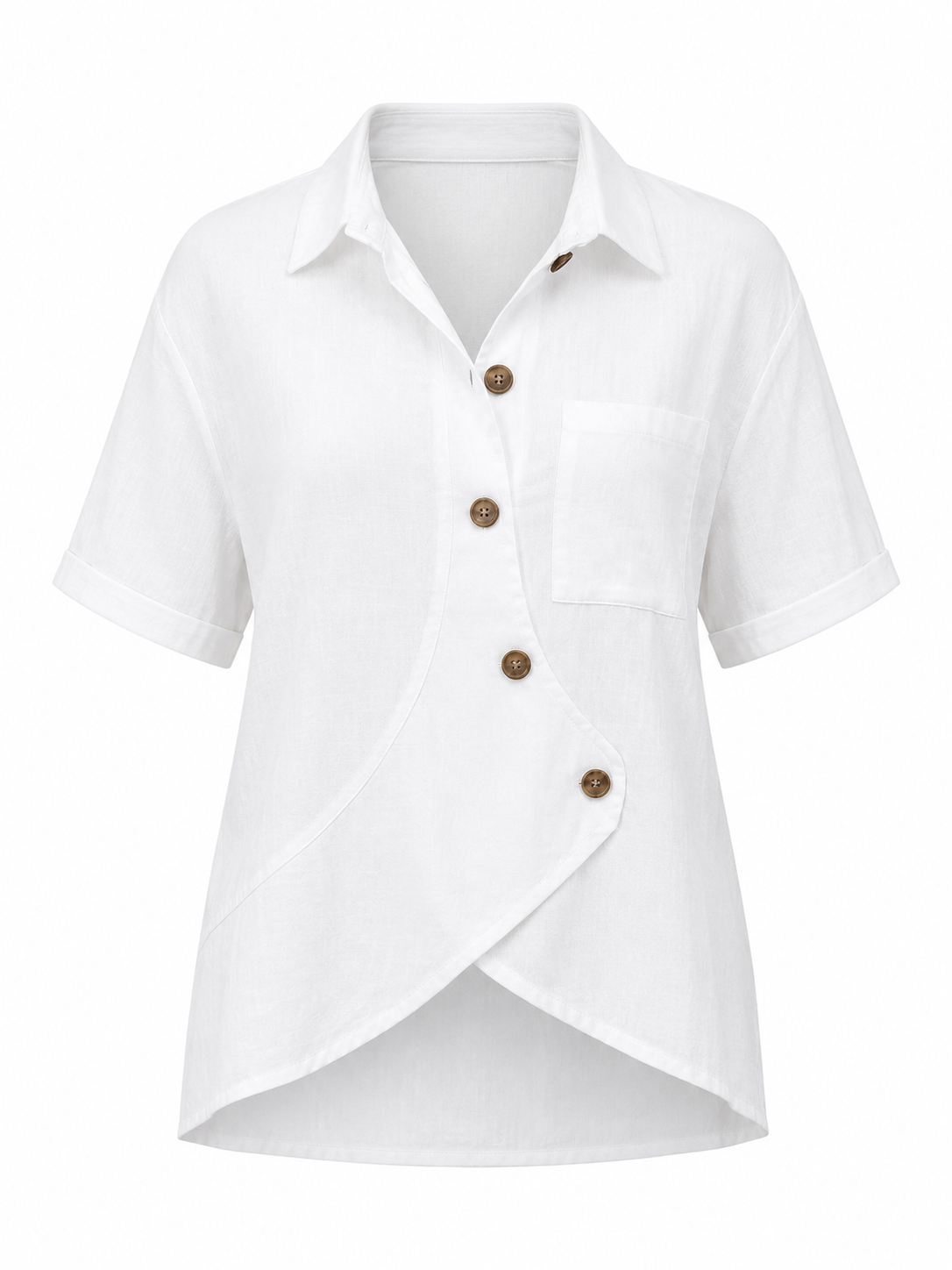 Full Size Casual Asymmetrical Button Shirt Plus Size