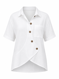 Full Size Casual Asymmetrical Button Shirt Plus Size